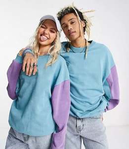 Yingling Vintage sudadera empalme Color bloque cuello redondo sudadera 100% algodón gota hombro sudadera - Product Image 1