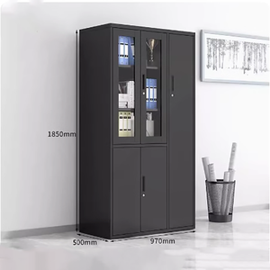 Đen giá rẻ trường văn phòng phòng thí nghiệm cửa kính thép cuốn sách lưu trữ tập tin tủ - Product Image 4