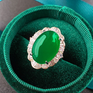 Joyería de alta gama, conjunto de tres piezas con colgante de jade de calcedonia verde fluorescente Denier de cuerpo ligero, principal 13*18-10*12 - Product Image 2