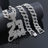 Pendentif étoile numéro 23, chaîne cubaine, fermoir boîte, style hip-hop streetwear, bijoux de mode pour hommes, vente en gros, collier pour hommes