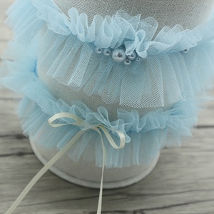 Ensemble de jarretière de mariée en tulle fait à la main avec embellissement de perles porte-jarretelles de mariage en gros - Product Image 1