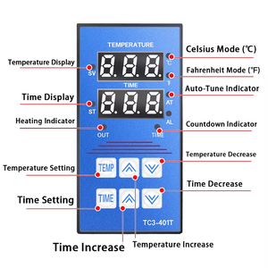 Controlador de Temperatura y Tiempo Digital para Prensa de Calor <span class=keywords><strong>TC3</strong></span> 401T, Montaje en Panel, Equipo de Control para Máquina de Sublimación e Impresión por Transferencia - Product Image 4