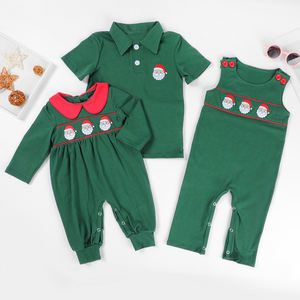 ملابس أطفال مخصصة لعيد الميلاد مطابقة للبيع بالجملة خمر أخضر فرنسي عقدة طفل صغير ملابس سانتا - Product Image 4
