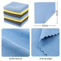 Serviette de lavage de voiture en microfibre à bords coupés motif ananas, douce et absorbante, design gaufré carré, serviette de nettoyage de voiture en microfibre nid d'abeille