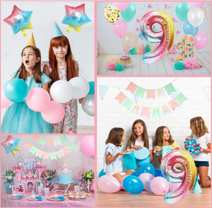 Gradient Happy Birthday Bannières <span class=keywords><strong>Ruban</strong></span> Hélium Étoile Grand 0-9 Feuille Ballons pour Bébé Fille Garçon 1er 2ème 3ème <span class=keywords><strong>Anniversaire</strong></span> Fête Décor Ensemble - Product Image 5