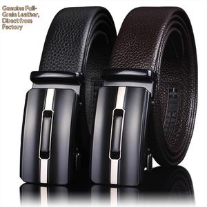 <span class=keywords><strong>Ceinture</strong></span> pour <span class=keywords><strong>homme</strong></span> en cuir de vachette véritable avec boucle automatique en alliage, design embossé en cuir verni, style décontracté et léger de luxe - Product Image 1