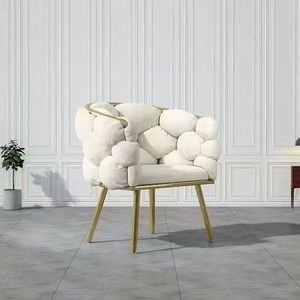 Modern-style Reclining Makeup Stool Light Luxury Living Room Bubble Chair with Backrest Simple <b>Vanity</b> <b>Table</b> Nail Salon Stool - Product Image 4