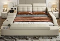 Lit convertible inclinable de luxe King Size avec massage, rangement, housse pliable et amovible - Caractéristiques de lit intelligent moderne