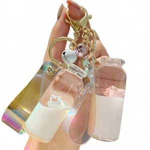 Wholesale Creative Acrylic <b>Keychain</b> Oil Into Bottle Floating Key Chain - Product Image 1
