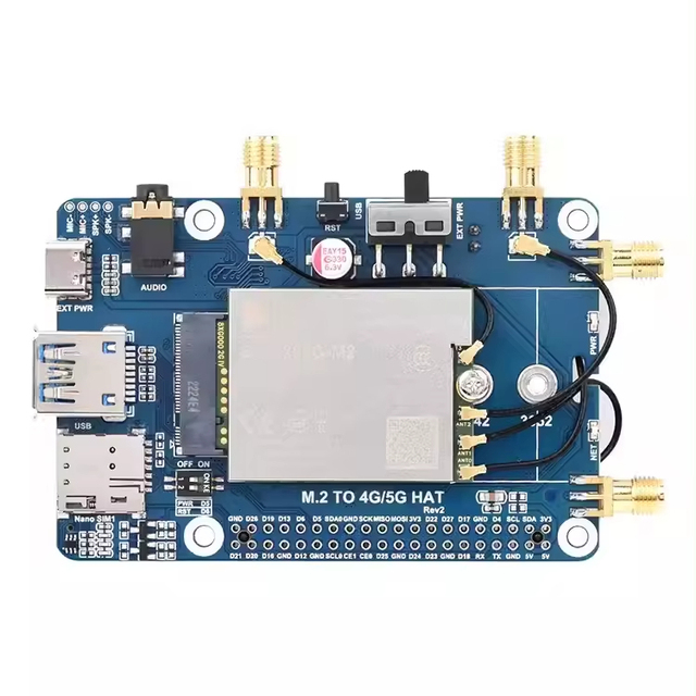 SIM8202G Raspberry Pi 5G Multi-System Compatible Expansion Board M2/USB 3/4G with Case Communication & Networking Product