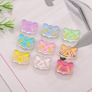 Hobbyworker 100pcs/bag Acrylic Enamel DIY Handmade Cute Animal Shy Tiger Loose Beads For Jewelry Making B0584