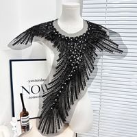 Paillettes dorées brodées col oblique Applique Patch avant col en dentelle pour Abaya Kaftan Jalabiya Baju Kurung robes africaines