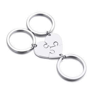 Tình bạn biểu tượng Câu Đố ghép hình trái tim hình phong cách Trống Tùy Chỉnh Khắc Văn bản thép không gỉ người bạn tốt nhất ternary tim <span class=keywords><strong>Keychain</strong></span> - Product Image 3