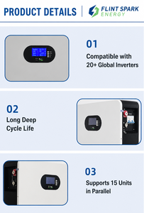 Système de stockage d'énergie domestique tout-en-un sur pied, batterie LiFePO4 48V, hybride, compatible Wi-Fi, protection IP54 - Product Image 3