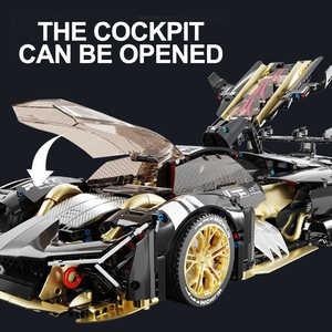 Modèle de voiture de sport <span class=keywords><strong>Bugatti</strong></span> à l'échelle 1:8, blocs de construction, jouet éducatif, non toxique, 3466 pièces, plastique, couleur noir et or - Product Image 5
