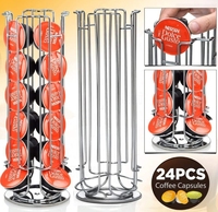 Kingze 24 capsules en acier inoxydable porte-dosette de café distributeur portable organisateur de stockage de cuisine pour capsules de café