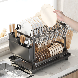 Estante de Almacenamiento de Cocina con Drenaje Automático para Platos y Tazones, Multifuncional, Plegable, para Guardar Tazones y Palillos, Escurridor de Encimera - Product Image 2