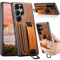 Étui de téléphone SUTENI pour Samsung S26 Ultra avec dragonne, anneau, porte-cartes et support, en similicuir lisse, compatible S25 Plus S24 S23