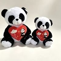 Cadeau de la Saint-Valentin, peluche panda en peluche avec cœur rouge, rembourrage en coton PP