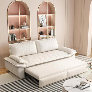 Canapé-lit convertible 3-en-1 moderne et pliable en velours, multifonctionnel, pour deux personnes - Product Image 3