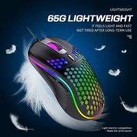 Souris sans fil ergonomique filaire, souris d'ordinateur de jeu légère et lumineuse avec design ajouré