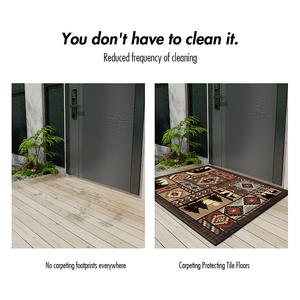 Tapis d'entrée extérieur sur mesure, motif géométrique, rectangle, polyester, résistant aux taches, nettoyage facile - Product Image 3