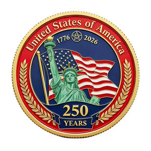Vergoldete Gedenkmünze zum 250. Jahrestag der Unabhängigkeit der USA mit Blumenmotiv, Exquisites Relief-Handwerk für Sammler - Product Image 3
