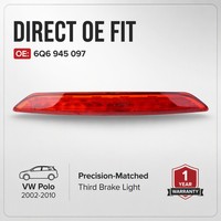 Feu Stop Central Arrière OEM 6Q6945097, Troisième Feu Stop LED W5W à Lentille Rouge pour VW Polo 9N Hatchback Spoiler de Toit