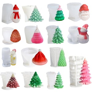 Arbre de noël bonhomme de neige Silicone moule ensemble bricolage bougies parfumées plâtre décor cire artisanat enchanté noël Silicone moules - Product Image 3