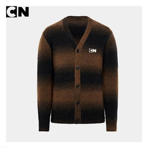 GRS Certification <b>Cardigan</b> Manufacturer Custom Men <b>Vintage</b> New Gradient Striped Mohair Wool Knitted <b>Cardigan</b> Winter Sweater - Product Image 2