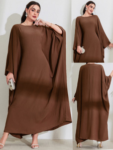 Nuovo elegante abito Abaya da donna manica lunga a pipistrello con cravatta girocollo alla moda elegante abito dal <span class=keywords><strong>mondo</strong></span> del Medio Oriente arabo - Product Image 6