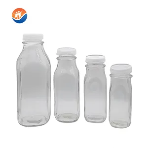 250ml350ml500ml france square shape juice coffee beverage bubble tea glass bottle Square Glass Bottle Juice 250Ml Glass Bottles