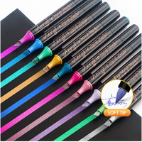 Marqueur métallique professionnel à double pointe, pinceau et pointe biseautée, écriture fluide, imperméable, marqueurs de peinture métallique pour pneus