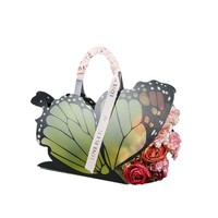 Caja de Plástico con Diseño de Mariposa, Bolsa de Plástico Reutilizable con Asa, Bolsa de Compras Personalizada con su Propia Etiqueta