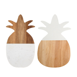 Wholesale Marble&Wooden Pineapple Board custom shape Serving Tray Board wood chopping cutting board Wood Marble Serving Tray