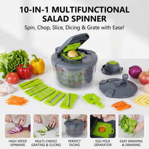 Escurridor de Ensaladas Multifuncional con Picador de Verduras, Secador de Lechuga Manual con Cuchillas Intercambiables - Product Image 2