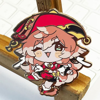 Badge Métallique Délicat Personnalisé Fille Anime Dessin Animé Épinglette Plaqué Or Émail Dur avec Sérigraphie
