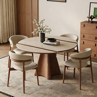 Table à manger extensible en bois massif de style rétro français, 4 chaises pliables et réglables pour appartement, hôtel, villa