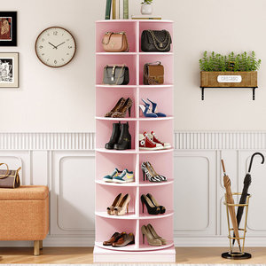 Commercio all'ingrosso stile moderno rotondo <span class=keywords><strong>scarpiera</strong></span> in legno armadietto personalizzabile soggiorno mobili 360 rotanti <span class=keywords><strong>scarpiera</strong></span> <span class=keywords><strong>rosa</strong></span> - Product Image 2