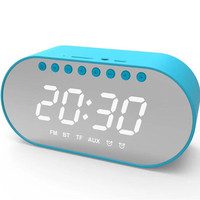 Multifunctionele LED-spiegelwekker Digitaal display Snooze Temperatuur Kalender Draadloze mini-luidspreker FM-radio Binnen/buiten