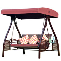 Chaise balançoire en rotin pare-soleil pour trois personnes