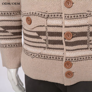 เสื้อคาร์ดิแกนถักคุณภาพสูง ผ้าริบ มีกระเป๋าข้าง ปกคอพับ ติดกระดุมด้านหน้า - Product Image 3