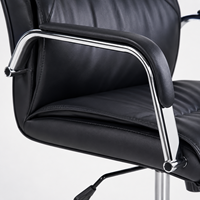 Chaise de bureau de direction ergonomique moderne en cuir PU avec accoudoirs chromés, roulettes pivotantes, hauteur réglable - Chaise de patron de luxe