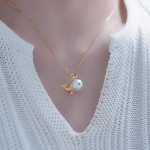 Accessoires DIY 31197, perle d'eau douce, pendentif en or blanc S925, perles rondes de 10 à 12 mm, collier vide en forme de baleine - Product Image 4