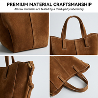Sac seau en cuir suédé véritable, minimaliste, avec poignée supérieure, de luxe pour femmes, logo personnalisé du fabricant