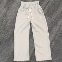 Pantalon de survêtement gris clair brodé d'étoiles pour homme, molleton épais 400 GSM, coupe large et oversize, style jogging