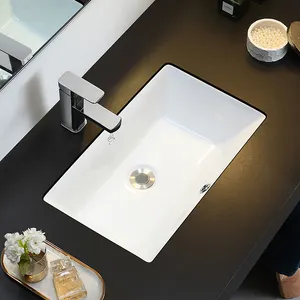 Luxury White Bathroom Ceramic Rectangle Undermount Bathroom Sinks Wash Basin Under Counter Hotel Basin Sink