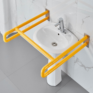 Barandilla de acero inoxidable para lavabo con pedestal 8868-3AC, barra de seguridad antideslizante amarilla para personas mayores y discapacitadas, para baño - Product Image 1