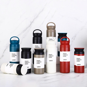Bouteille isotherme en acier inoxydable avec logo personnalisé, 350 ml, 500 ml, avec poignée portable, pour eau chaude, mini thermos de bureau - Product Image 5