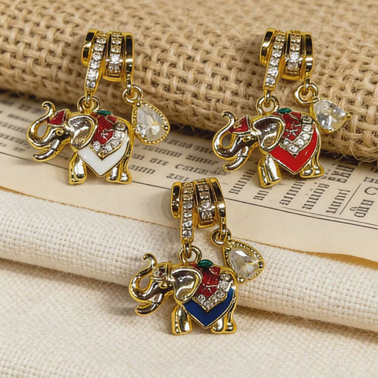 elephant with zircon teardrop